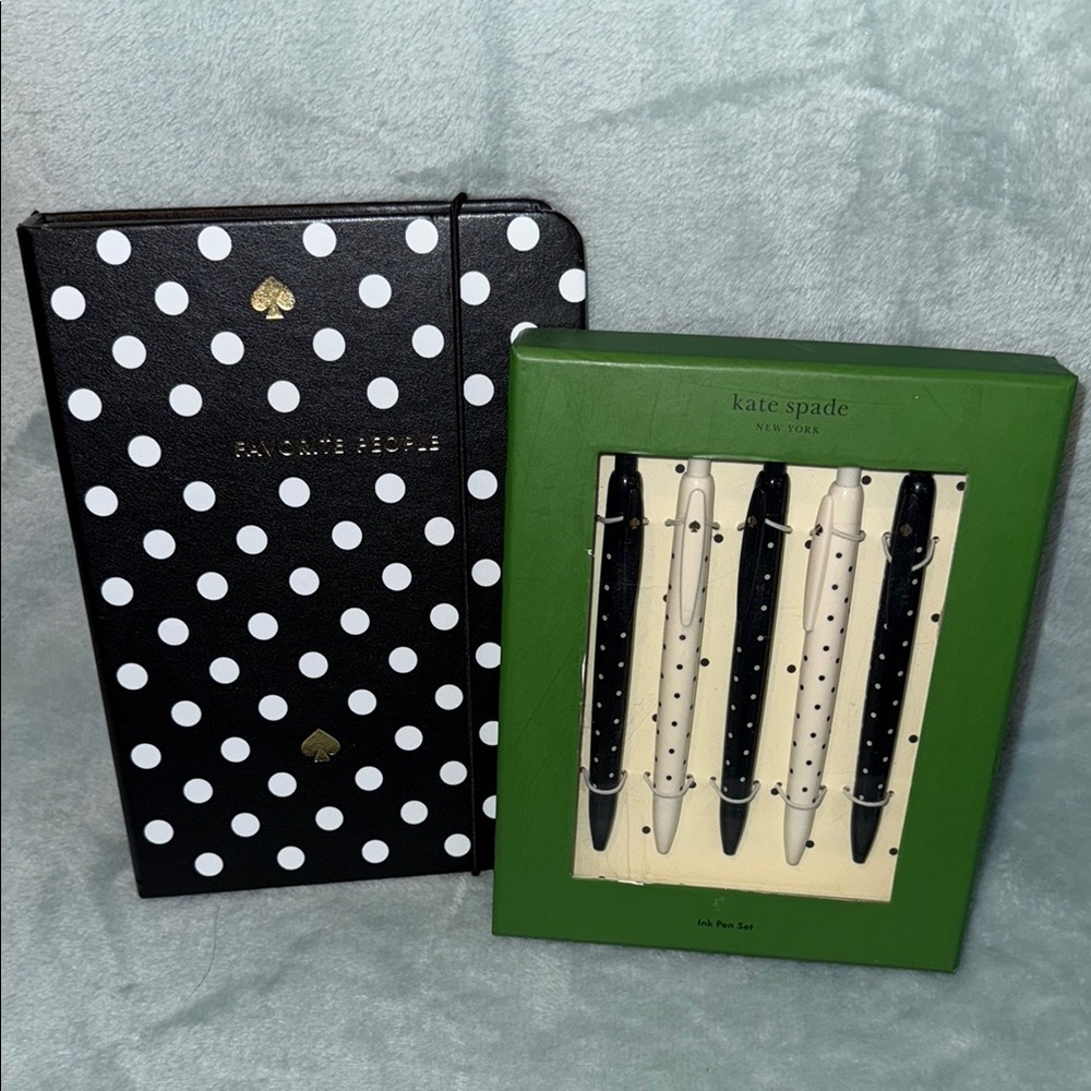 kate spade Black and White Polka Dot Address Book with Pen Set - Picture 1 of 10